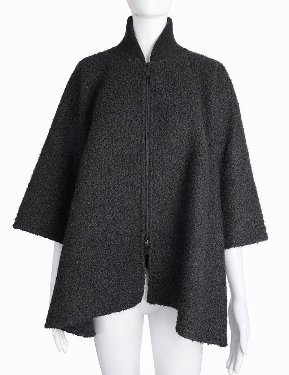 Canada Weather Gear Womens Black Boucle Fleece Cape Poncho Full Zip One Size
